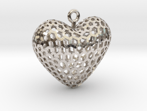 Love - hexagonal in Rhodium Plated Brass