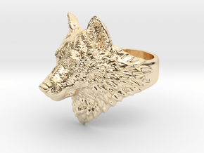 Proud Wolf animal head ring jewelry in 14K Yellow Gold: 10 / 61.5