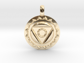 VISHUDDHA Throat Chakra Symbol Pendant  in 14K Yellow Gold