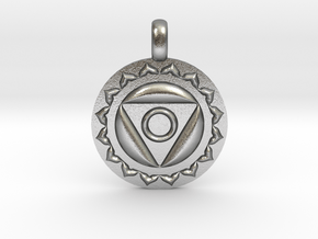 VISHUDDHA Throat Chakra Symbol Pendant  in Natural Silver