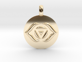 AJNA THIRD EYE Chakra Symbol jewelry Pendant in 14K Yellow Gold