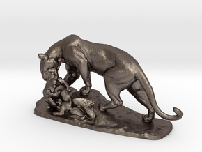 Lion Family in Polished Bronzed-Silver Steel