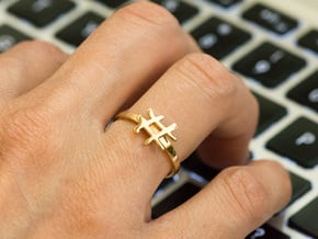 Minimalist Hashtag Ring Size 7 in Polished Bronze