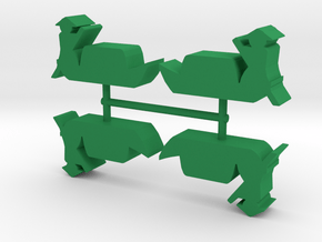 Asian-style River Boat Meeple, 4-set in Green Processed Versatile Plastic