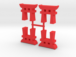 Torii Gate Meeple, 4-set in Red Processed Versatile Plastic