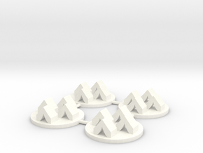 Army Camp Token, 4-set in White Processed Versatile Plastic