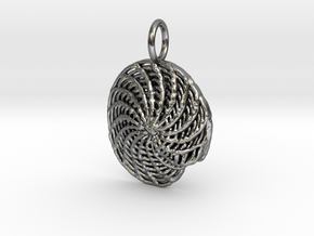Elphidium Foraminifera Pendant - Science Jewelry in Polished Silver