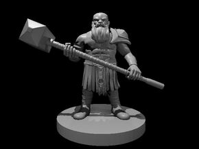 Dwarf Barbarian with a Maul in Tan Fine Detail Plastic