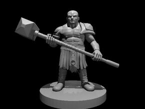 Dwarf Barbarian with Maul - no beard in Smooth Fine Detail Plastic