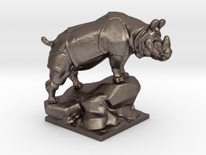 Rhinoceros in Polished Bronzed-Silver Steel