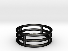 Minimalist Triple Band Ring Size 6 in Matte Black Steel