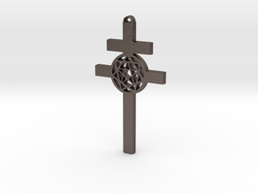 Amalgamated cross in Polished Bronzed-Silver Steel
