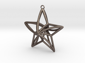 Twisted Star Necklace in Polished Bronzed Silver Steel