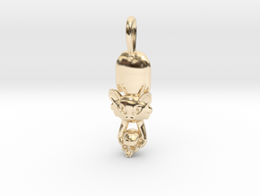 crazy_cat_with_skull in 14k Gold Plated Brass