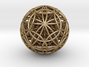 IcosaDodecasphere w/ FOL Stel. Icosahedron 2.5" in Polished Gold Steel