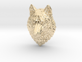 Proud Wolf animal head pendant jewelry in 14K Yellow Gold