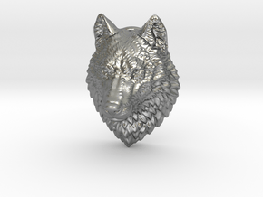Proud Wolf animal head pendant jewelry in Natural Silver