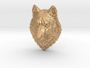 Proud Wolf animal head pendant jewelry in Natural Bronze