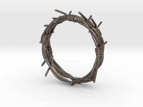 barbed ring in Polished Bronzed-Silver Steel: Small