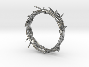 barbed ring in Natural Silver: Medium