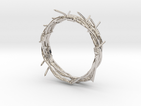 barbed ring in Rhodium Plated Brass: Small
