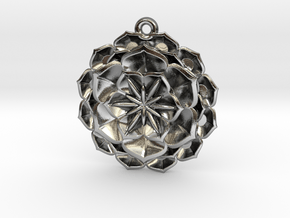 lotus_flower_D16mm in Fine Detail Polished Silver