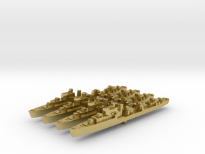 4pk T class British Destroyers 1:2400 WW2 in Natural Brass