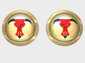 Greek Bull - Round Power Shields (L&R) in Smooth Fine Detail Plastic: Small