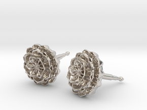 lotus_flower_stud_D8.5mm in Rhodium Plated Brass