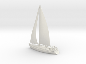 SailBoat 02 with sails. N Scale (1:160) in White Natural Versatile Plastic