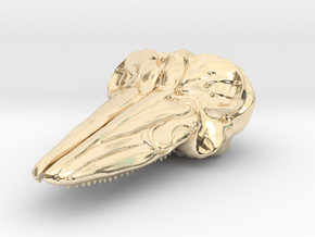 Hector's Dolphin Skull Pendant in 14k Gold Plated Brass