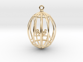 bird in a golden cage in 14k Gold Plated Brass