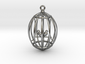bird in a golden cage in Polished Silver