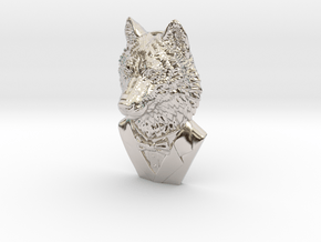 Wolf Gentleman Pendant in Rhodium Plated Brass: Medium