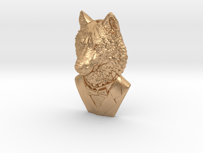 Wolf Gentleman Pendant in Natural Bronze: Medium