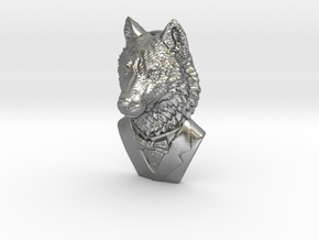 Wolf Gentleman Pendant in Natural Silver: Medium