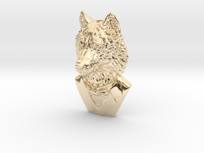 Wolf Gentleman Pendant in 14k Gold Plated Brass: Small