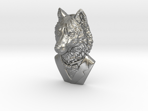 Wolf Gentleman Pendant in Natural Silver: Small