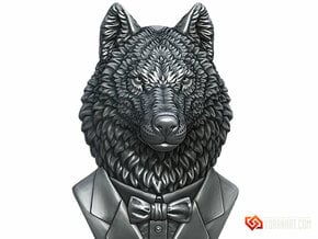 Wolf Gentleman Pendant in Natural Brass: Small