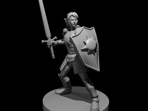 Female Elf Light Paladin with Sword and Shield in Tan Fine Detail Plastic