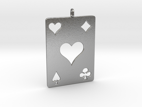 As de coeur - Ace of hearts in Natural Silver