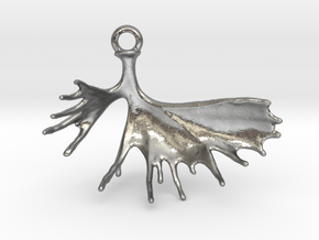 "Hook" Shed Antler Necklace/Hanger/Keychain 2.75"  in Natural Silver