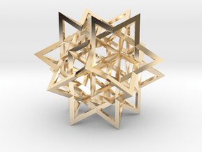 Great Rhombic Triacontahedron in 14k Gold Plated Brass