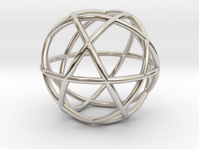 Penta Sphere pendant, small in Rhodium Plated Brass