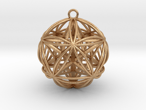 Icosasphere w/Nest Stellated Dodecahedron Pendant in Natural Bronze