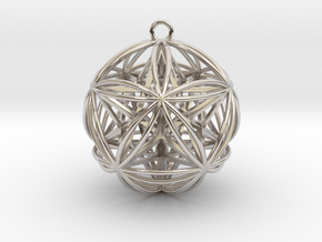 Icosasphere w/Nest Stellated Dodecahedron Pendant in Platinum
