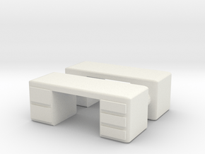 Office Desk (x2) 1/72 in White Natural Versatile Plastic