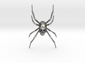 Spider-Skull in Polished Silver
