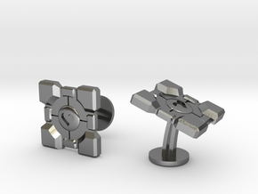 Portal ® Companion Cube Cufflinks in Polished Silver