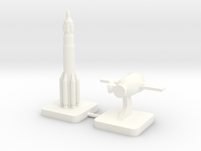 Mini Space Program, Proton Soyuz 7K-L1, 2-set in White Processed Versatile Plastic